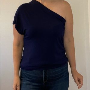 Tarte one shoulder navy blue top